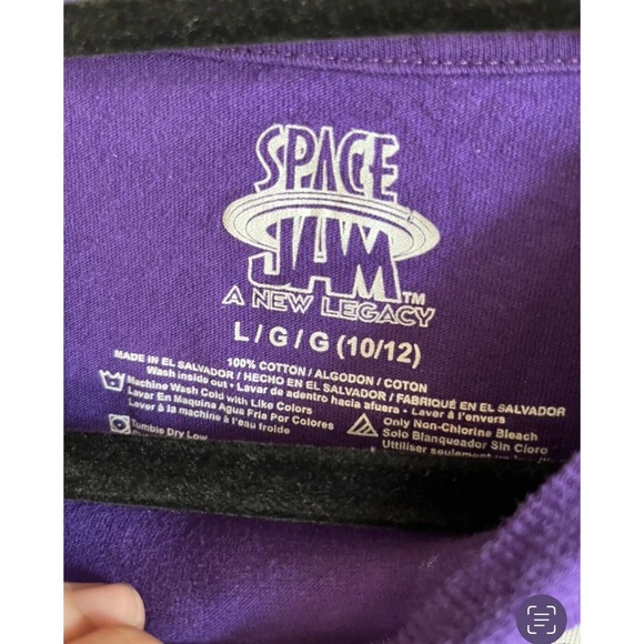 Space Jam 2 New Legacy Lebron James Animated Purple Tune Squad Shirt Sz Youth L - Picture 3 of 6